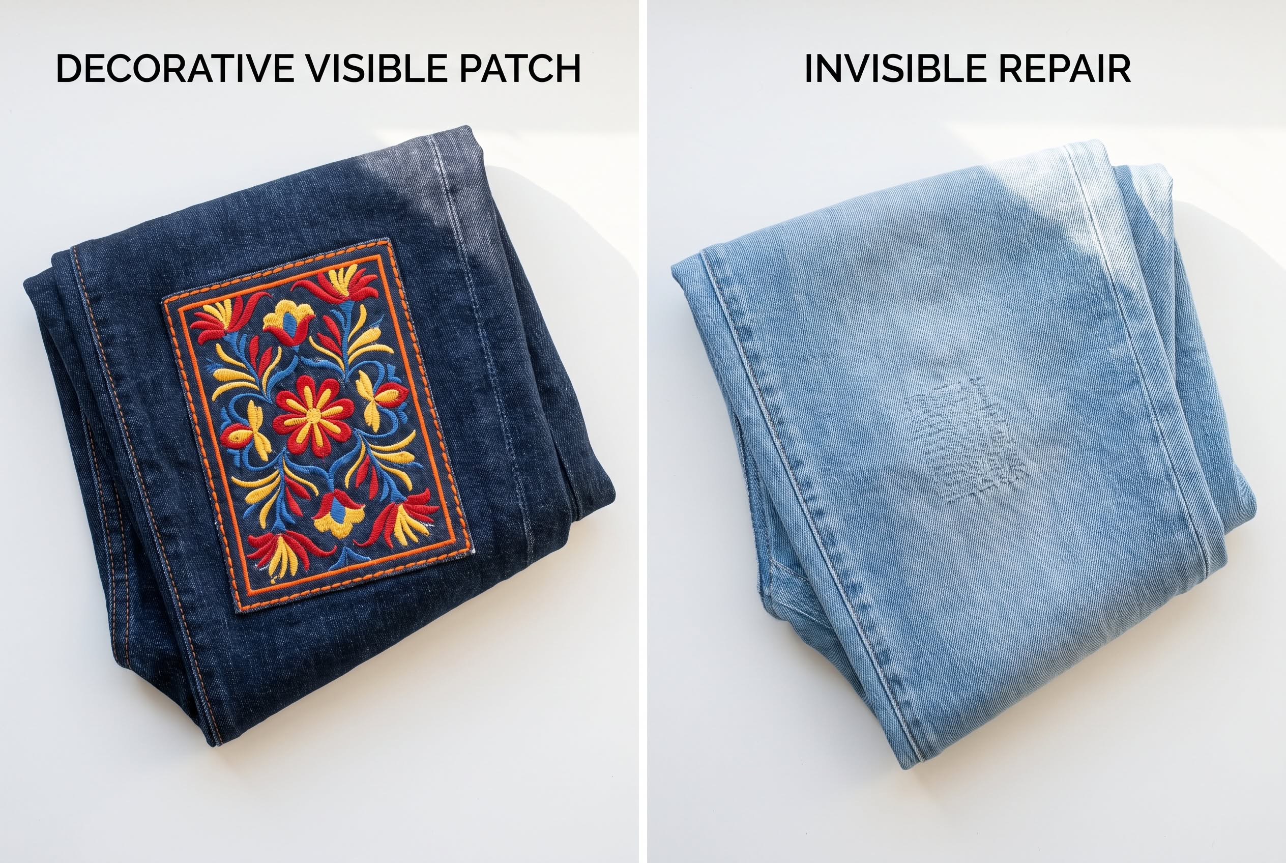 How to Patch Jeans by Hand Without a Sewing Machine